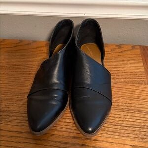 Black Leather Pointed Flats